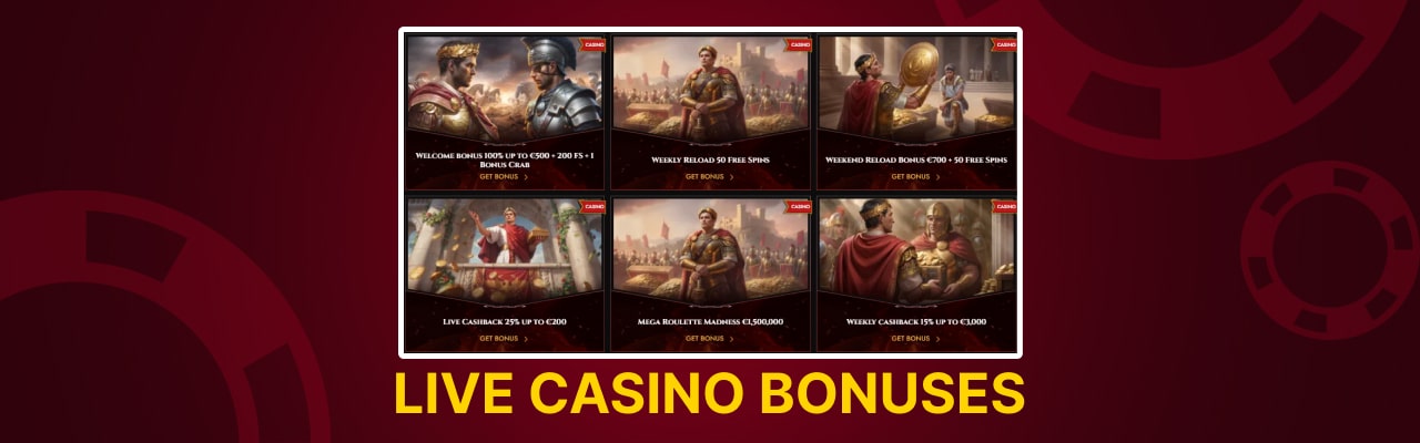 Bonuses for legiano live casino games