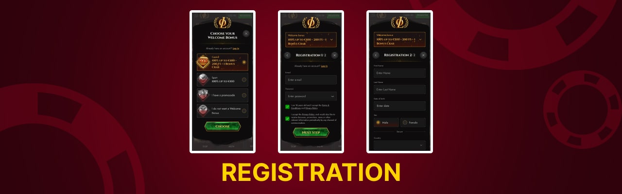 Registration login at legiano on mobile